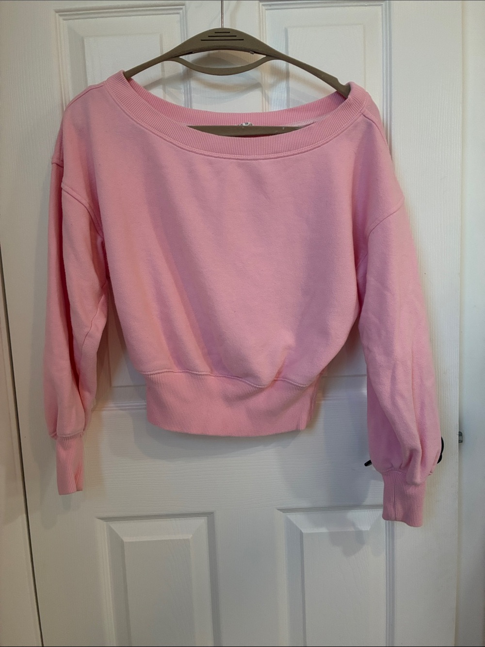 aerie Light Pink Off-the-Shoulder Sweatshirt